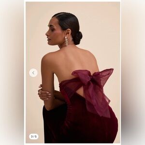 Lulus Red Velvet Back Bow Maxi Dress